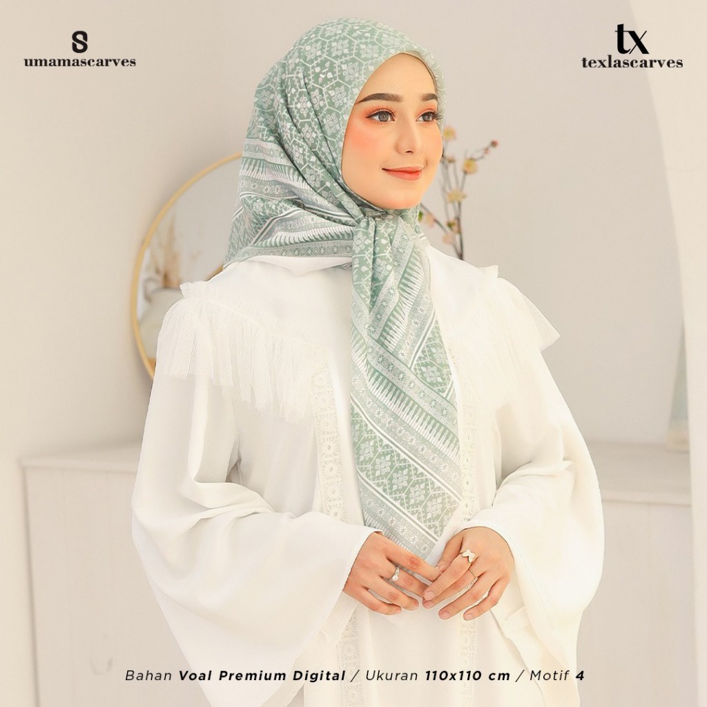 STYLISH HIJAB DAILY Part 1 BOX TEXLA SCARVES MOTIF BY UMAMA SCARF FREE BROOCH Jilbab Voal Motif