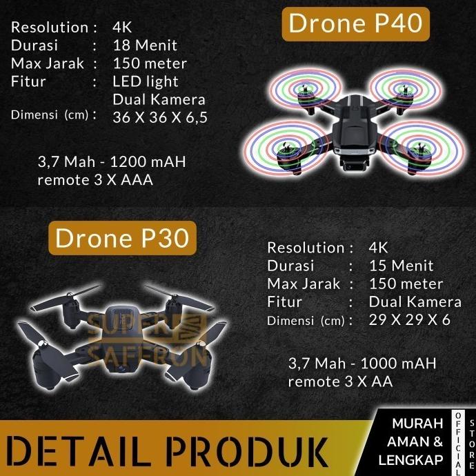 Drone Kamera Led Wings Dron Remote Control Quadcopter P40 P30 Murah