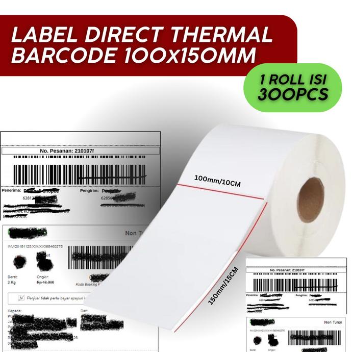 

Label Barcode Direct Thermal 1 Kolom 100x150mm isi 300 PCS