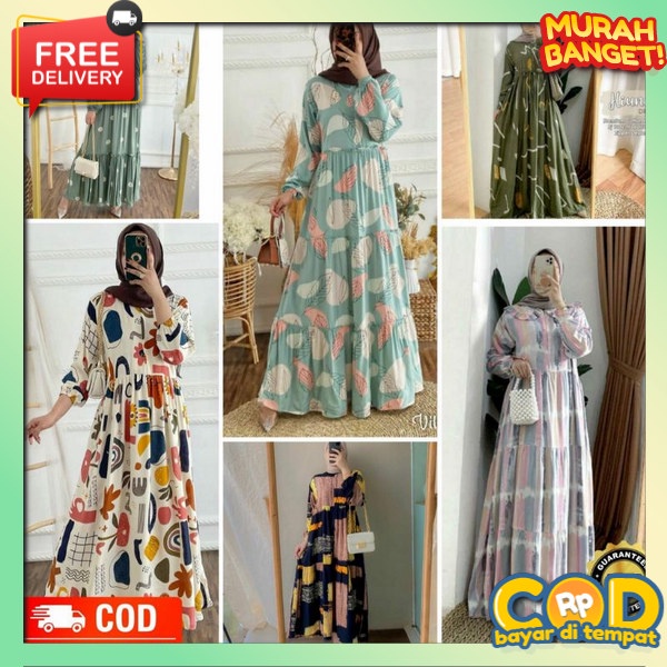 Famis Cewek Ghamis Casual Ghames Terbaru Branded Dreas Trendy Dress Gamis Premium Bahan Tebal Games 