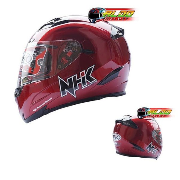 HELM NHK RX9 SOLID MAROON ORIGINAL FULL FACE JUAL CARGLOSS KYT