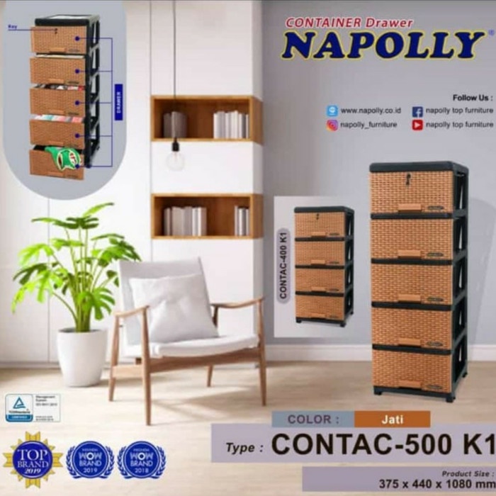 ✅Original Lemari Plastik Laci Napolly 5 Susun Diskon