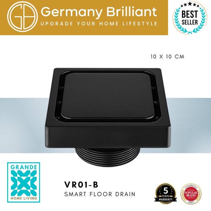 Promo Germany Brilliant Smart Floor Drain Hitam Vr01-B Vr 01 Black