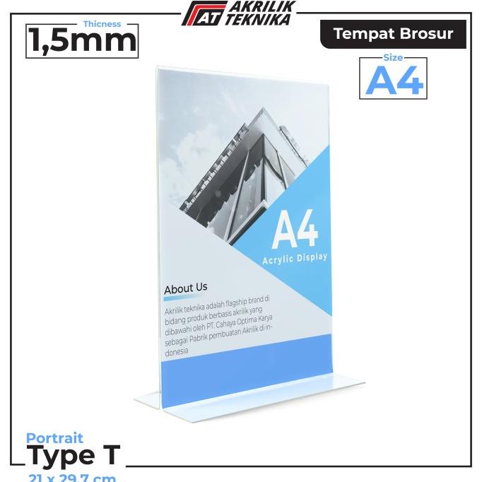 

mit Tempat Brosur / Tent Holder / Tent Card Akrilik Tebal 1.5 mm 2 Sisi A4