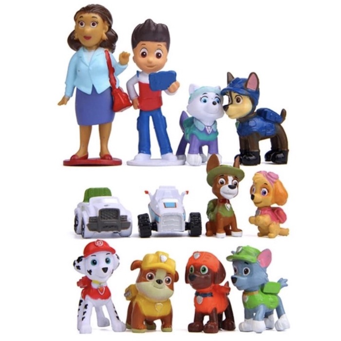 Action Figure Paw Patrol Set Isi 12 Pcs Mainan Topper Cake Pajangan