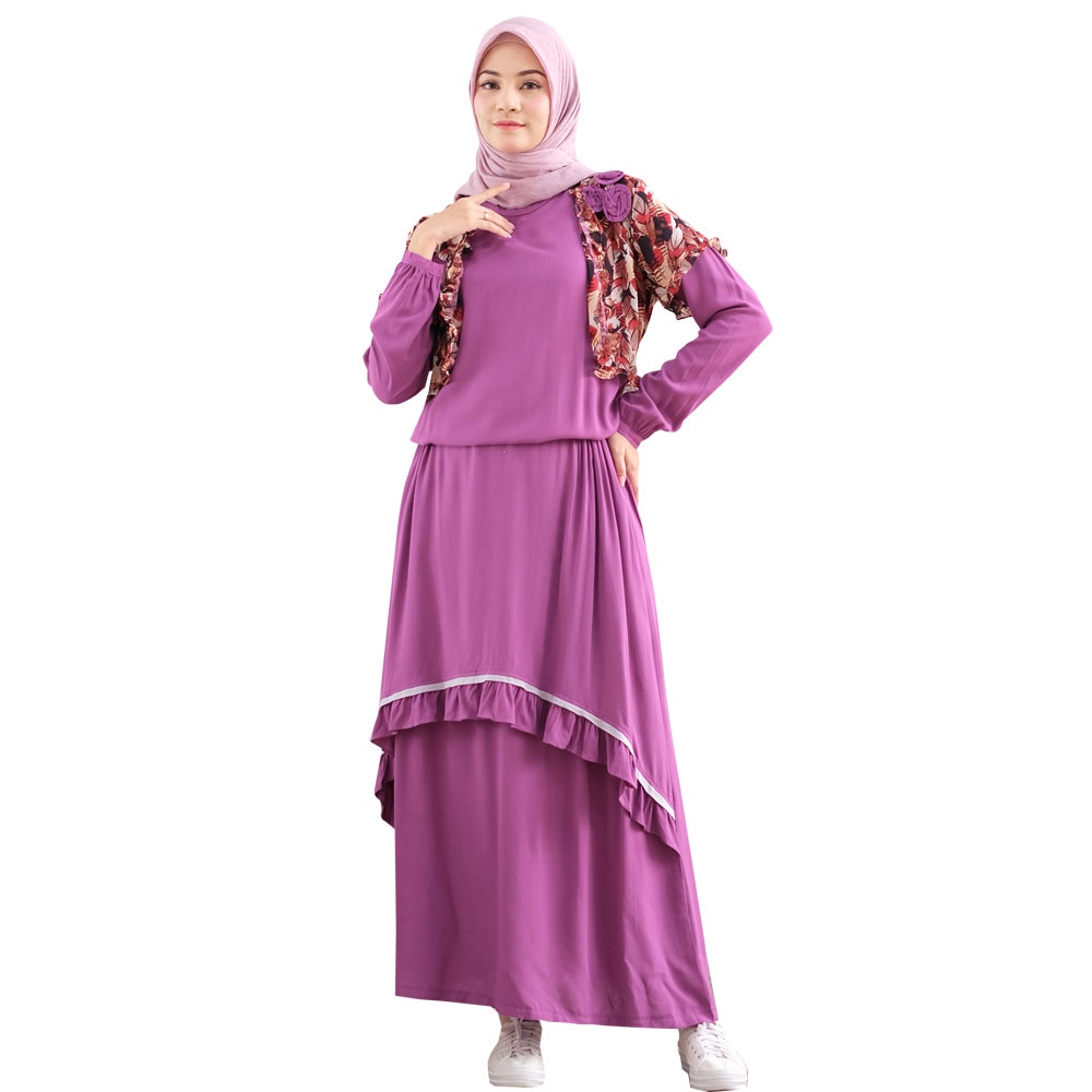 Gamis Outer Wanita Model Terbaru Motif Abstrak Premium Casual Outfit