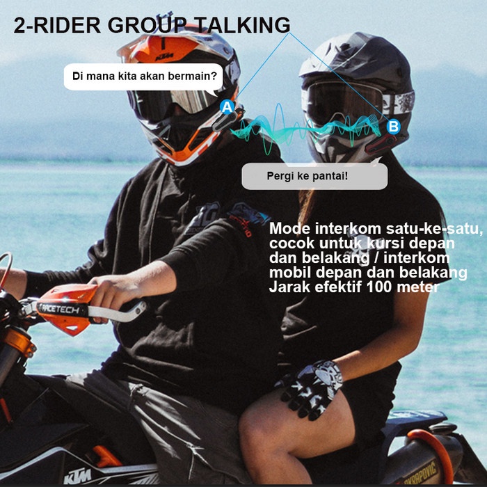 Zacro E1 Intercom Helm Bluetooth 5.0 Fm Radio Intercom Dua Arah