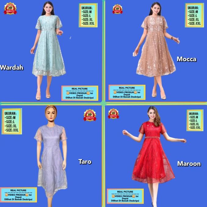 {natal} baju pesta wanita brukat silva gaun natal korea blouse dress rose gold TERLARIS
