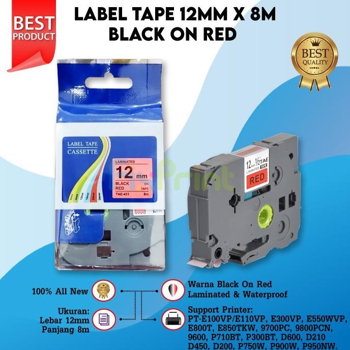 

Label Tape Tze231 12Mm 8M Tze-231 631 334 Pt-H110 D210 Black On Red Star