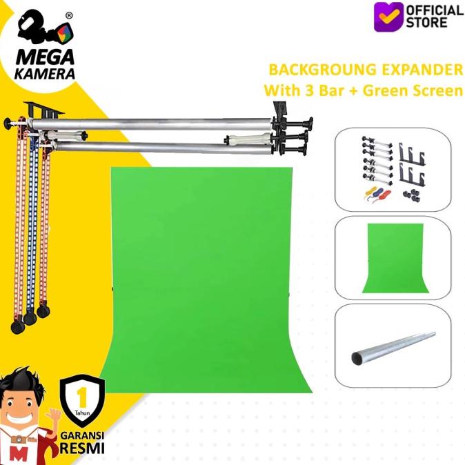 BackGround Expander Roll Set Komplit - Bar Pipa - Polos Green Screen