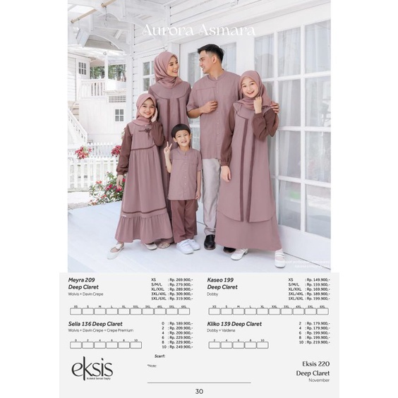 Sarimbit Seply Meyra terbaru 2024/Sarimbit Eksis 220 Deep claret/Meyra 209 Deep claret/Kaseo 199 Dee