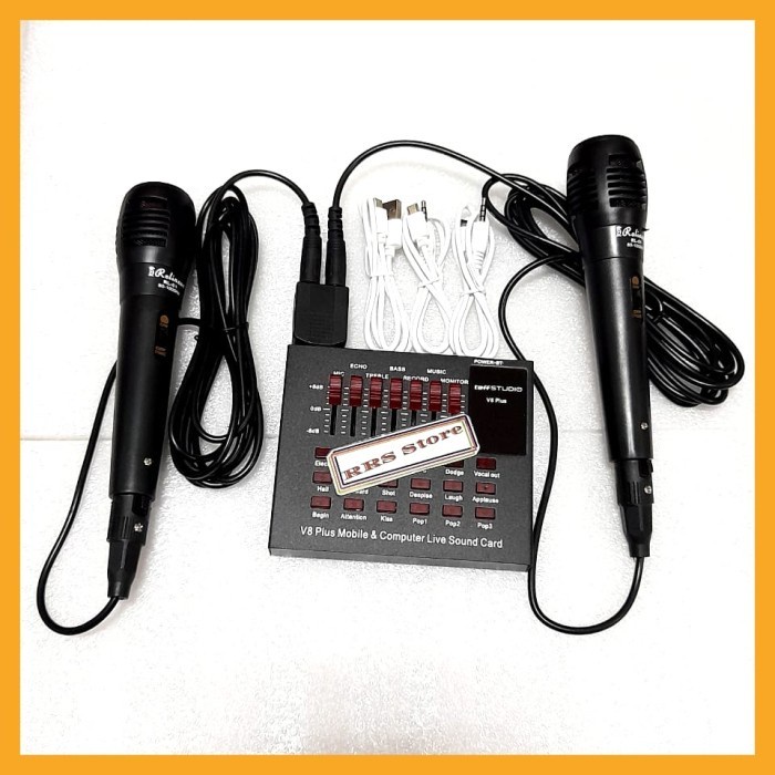 V8 Plus ALAT KAROKE RECODING MURAH SONKAT SOUNCARD MIXSER MINI MURAH K