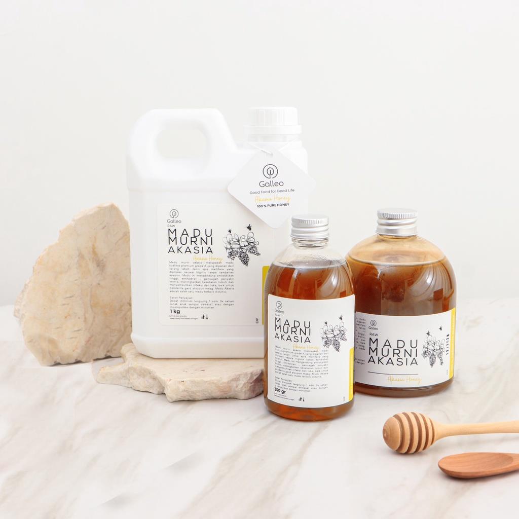 

Madu Murni Akasia 650 Gr Galleo Grade A Raw Honey [ Free Sendok Kayu ]