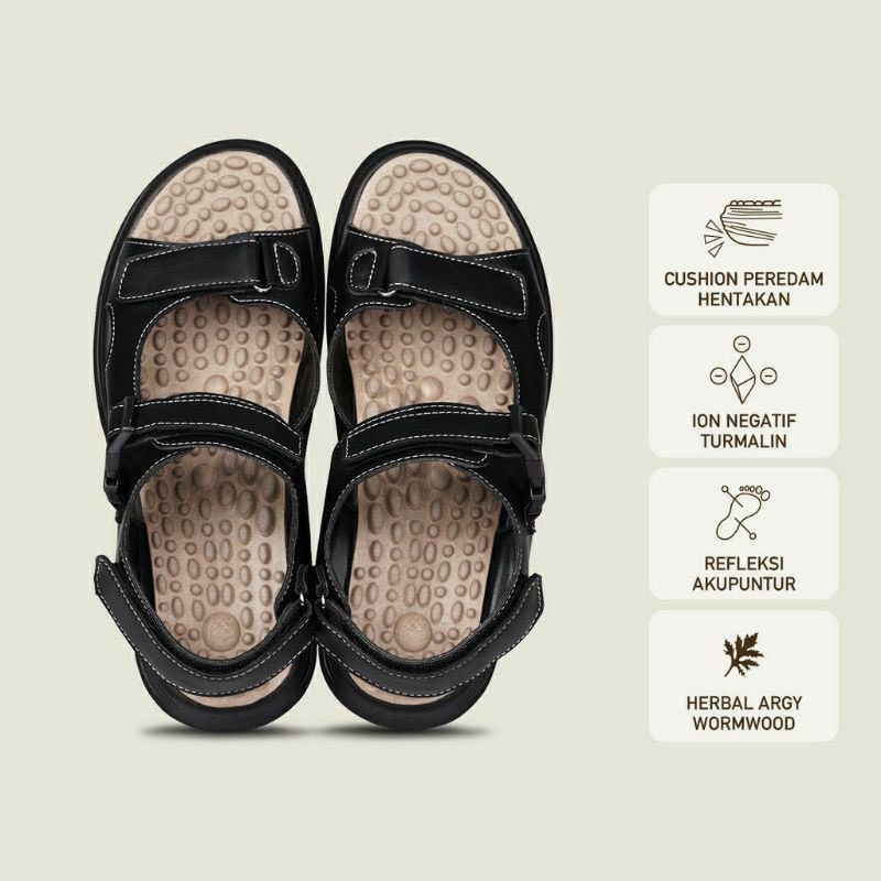 Jaco K-Walk Sandal Kesehatan Sandal Terapi Sandal Akupuntur Hitam