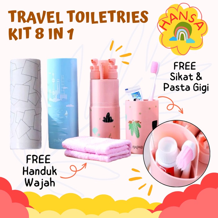 Perlengkapan Toilet Travel Toiletries Kit 8 In 1 Portable
