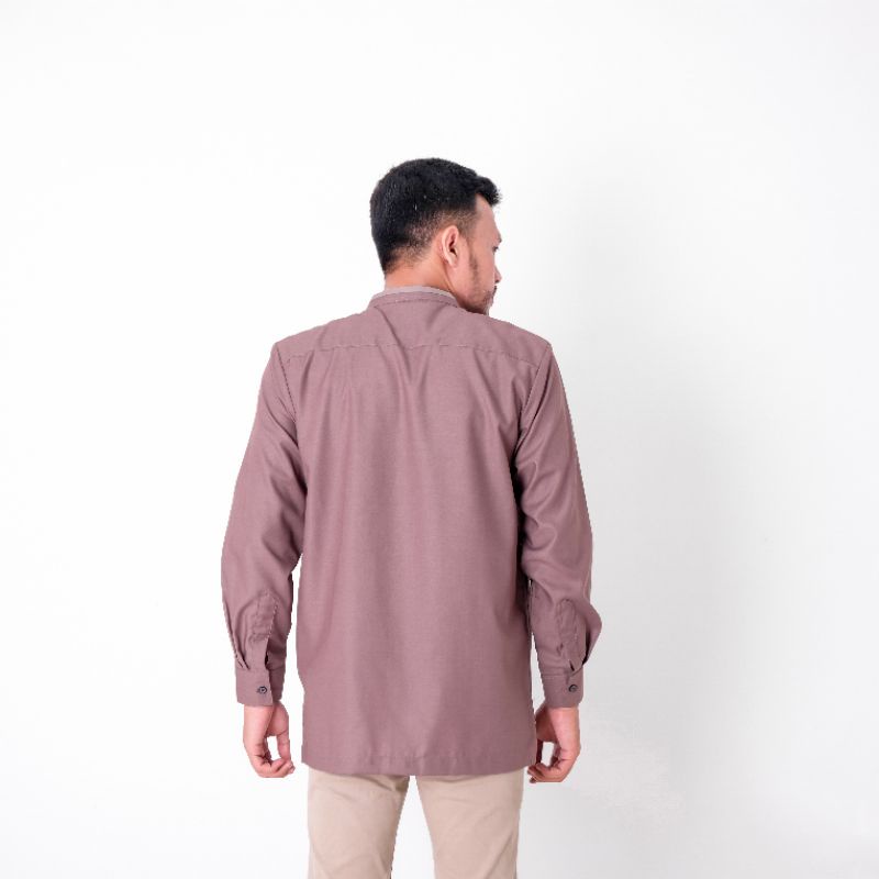 Anr Fadillah03- Atasan Muslim Pria Kemeja Koko Lengan Panjang Dusty Purple