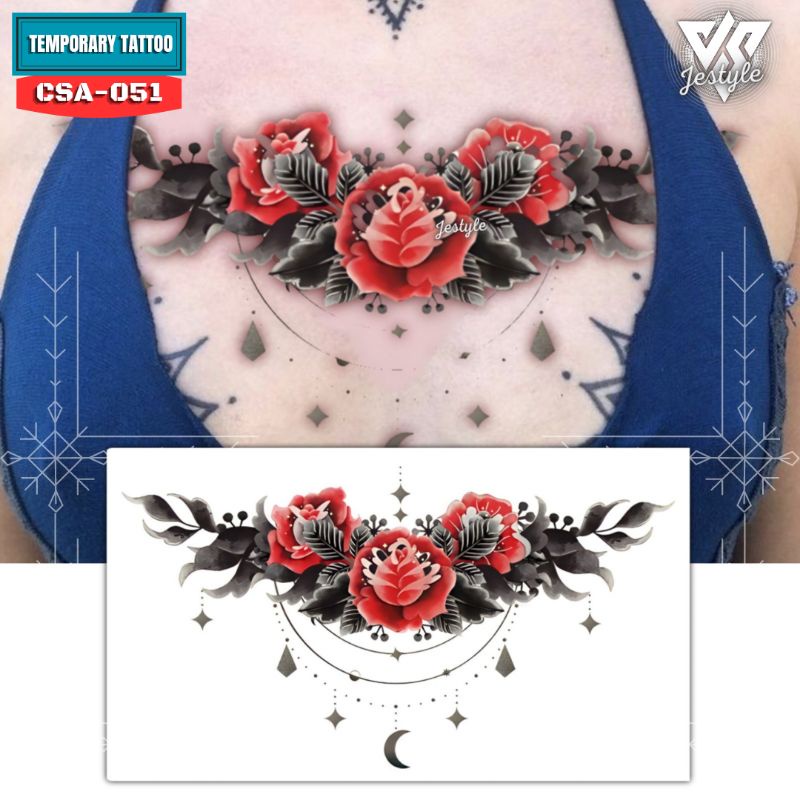 [CSA-051] Tato Temporer Temporary Tattoo bunga Dada Punggung 24x14cm