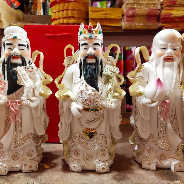 Patung Fu Lu Shou / Patung Keramik 10" / Bahan keramik halus