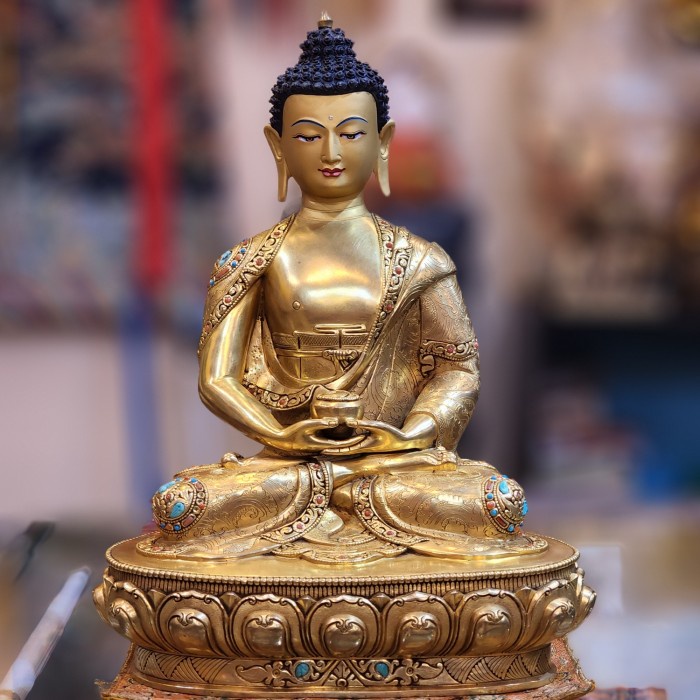 rupang amitabha buddha patung amithofo nepal handmade premium 33 cm