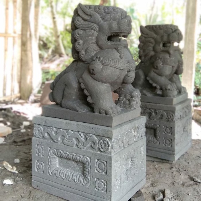 Free Ongkir Jawa Patung Singa Kilin Samsi Batu Lava Gunung Merapi 1m