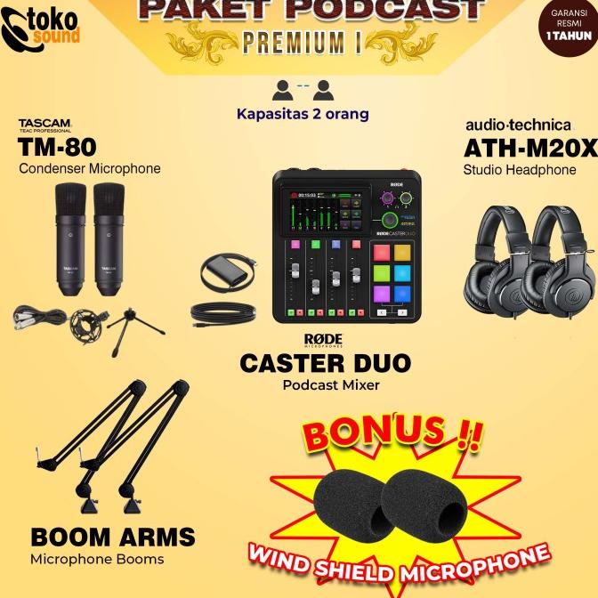 PAKET PODCAST PREMIUM 2 ORANG - Rodecaster Pro Duo - Tascam Microphone