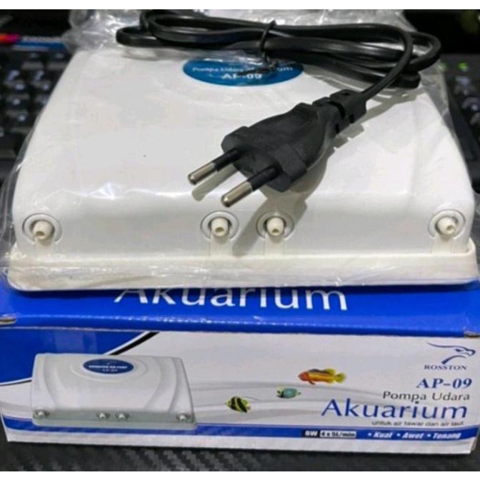 Bagus ROSSTON AP 09 MESIN POMPA UDARA AQUARIUM AERATOR 4 LUBANG 8 WATT
