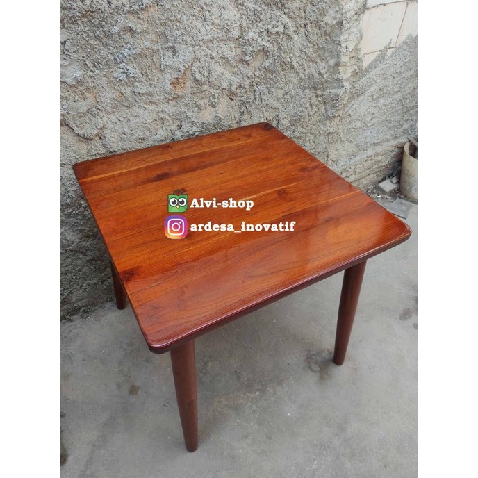 MEJA MAKAN SCANDINAVIAN KAYU JATI | MEJA CAFE KAYU JATI SIZE 80 X 80CM MITAHOMBING55
