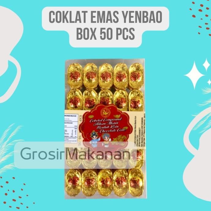 

Cemilan / Parcel Coklat / Coklat Emas Yenbao Box 50 Pcs / Halal Limited Edition