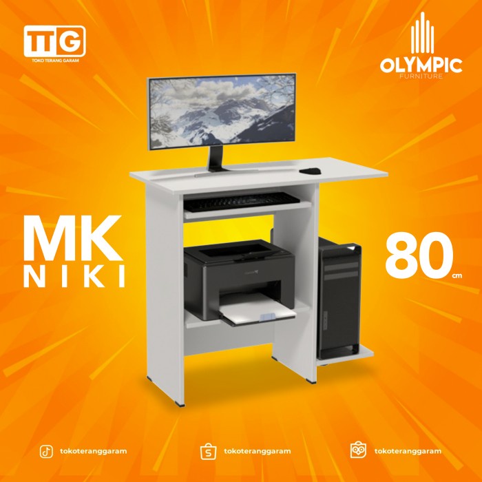 Terbaru Olympic Meja Komputer / Kantor / Laptop Minimalis Putih Mk Niki Promo Terlaris