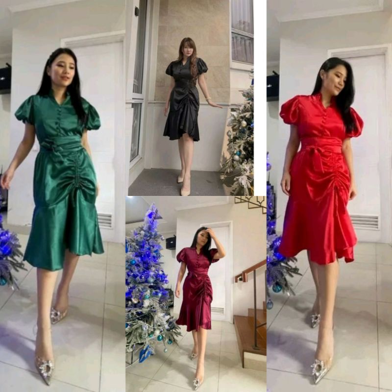 Dress serut duyung satin import