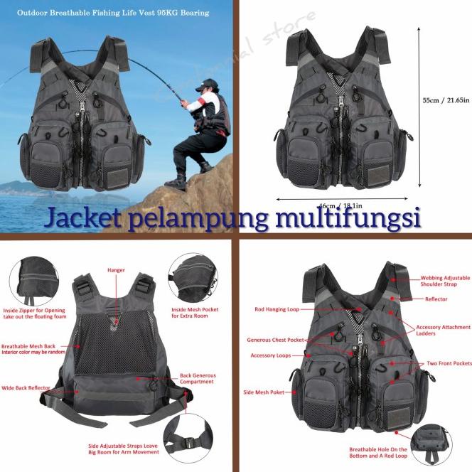 Pelampung Life Jacket Kayak Mancing Multifungsi