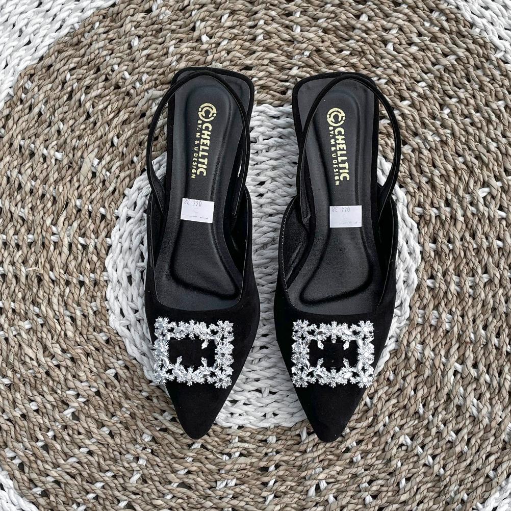 PREMIUM GALAXY Sepatu Flat Slip On Mules Wanita Hak Tahu 2cm Terbaru|Sepatu Pesta Wanita Casual Mani