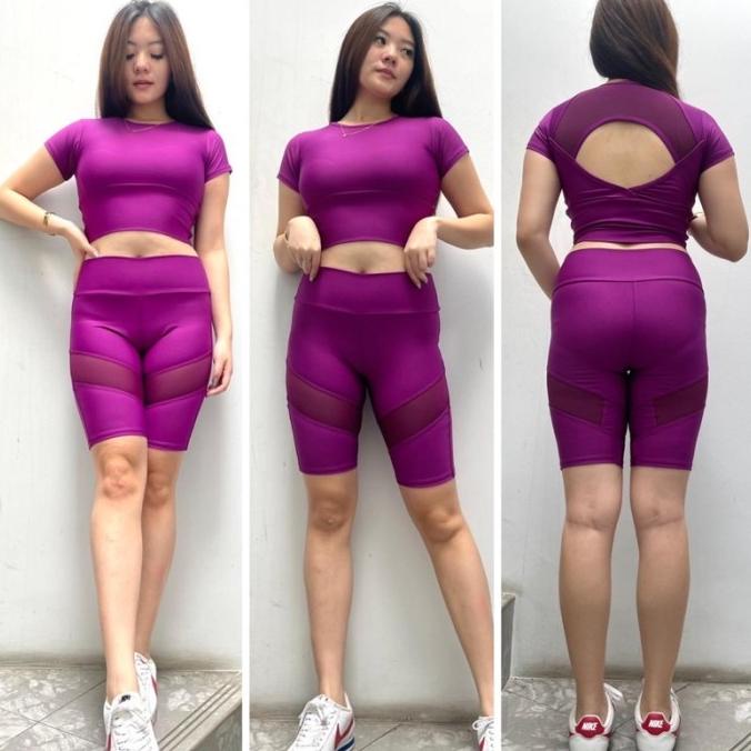 SETELAN BAJU SENAM AEROBIK SET CROP SEXY TILE BAJU ZUMBA YOGA FITNES