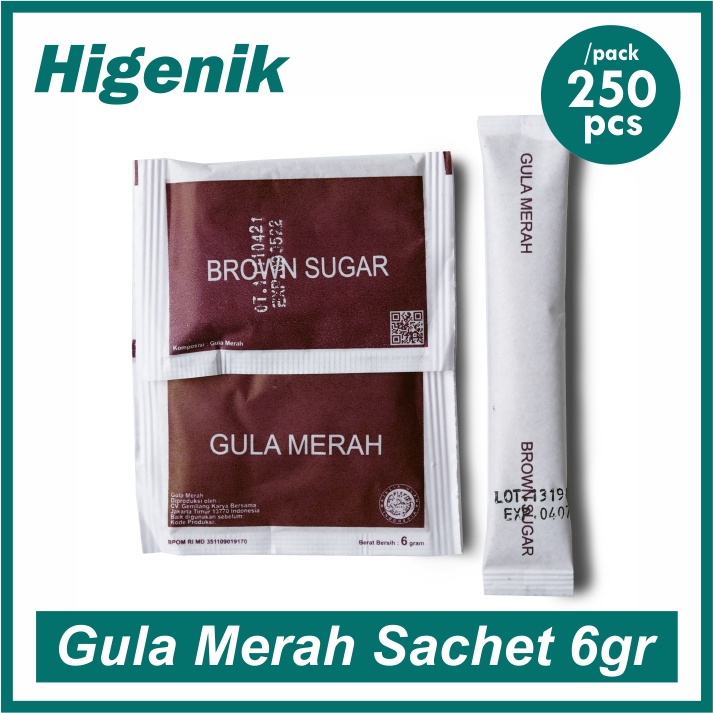 

Gula Merah Sachet 6 Gram / Brown Sugar / Gula Saset Hotel / Gula Aren / Gula Sachet Sti