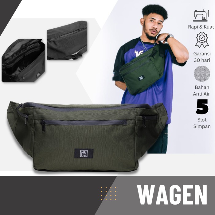 ✨New Harloth Wagen Olive Sling Bag Waterproof Diskon