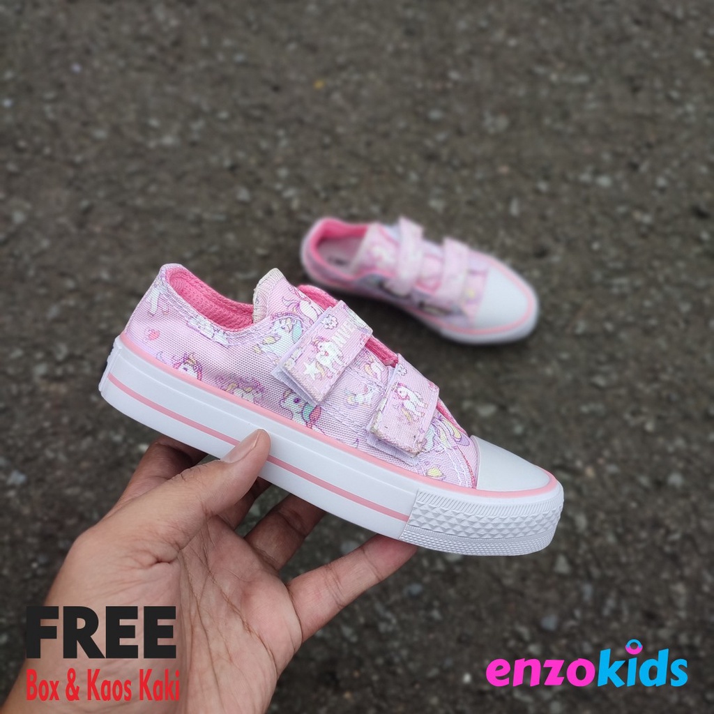 Sepatu Sneaker Anak Perempuan Sepatu Sekolah Anak Cewek Tk Sd Motif Unicorn Kuda Pony