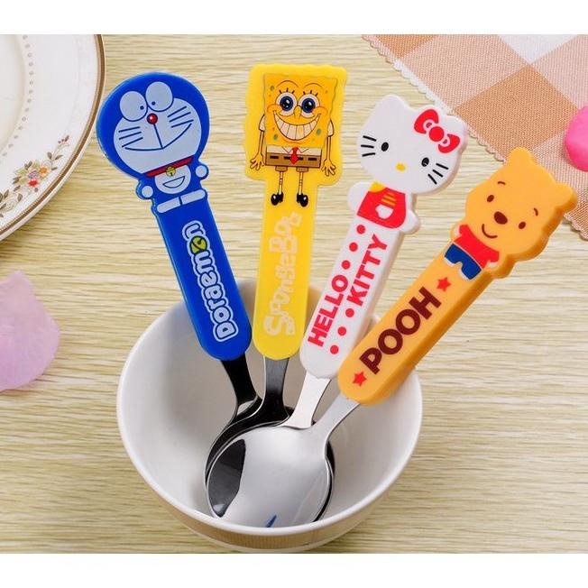 Set SENDOK SUMPIT BOX Karakter Winnie the Pooh Hello Kitty / Set Makan Anak Lucu