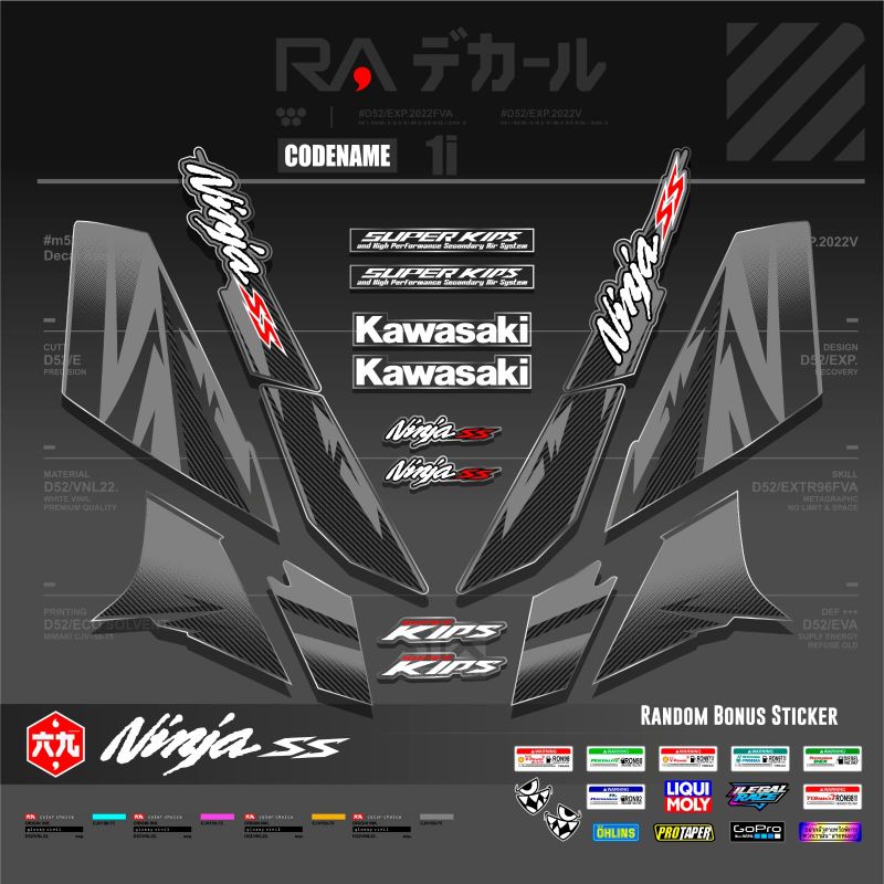 STRIPING TRANSPARAN KAWASAKI NINJA 150 SS STICKER MOTOR NINJA 150 SS TRANSPARAN UV
