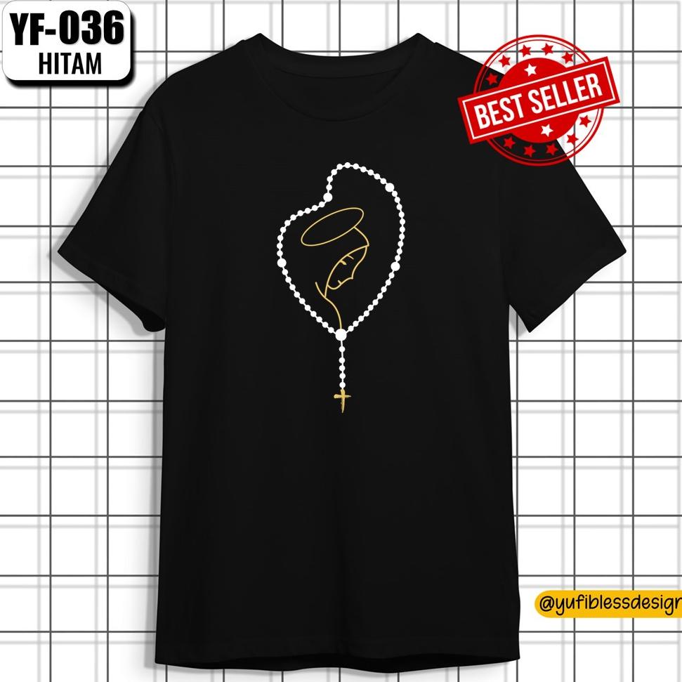 Ready T Shirt/Kaos Rohani Kristen Katolik Gambar Rosario Bunda Maria Grosir