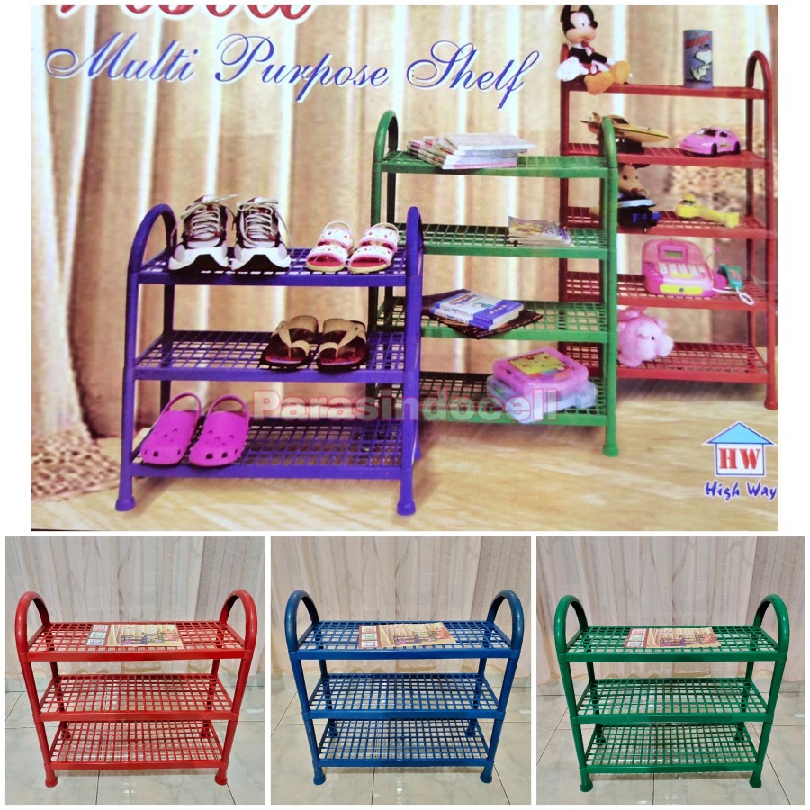 Rak Sepatu Plastik Susun 3 Tingkat Lemari Sepatu