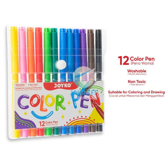 

Spidol Bisa Dicuci Hapus Joyko Clp-60-12 Washable Color Pen 12 Warna Kode 1189