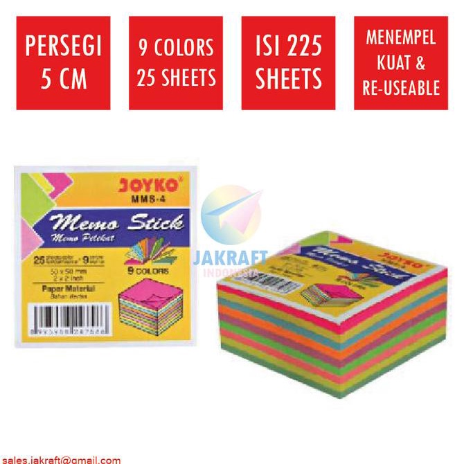 

Kertas Sticky Note 5 Warna Kecil Joyko Mms-4 Isi 400 Memo Stick Tempel Kode 572