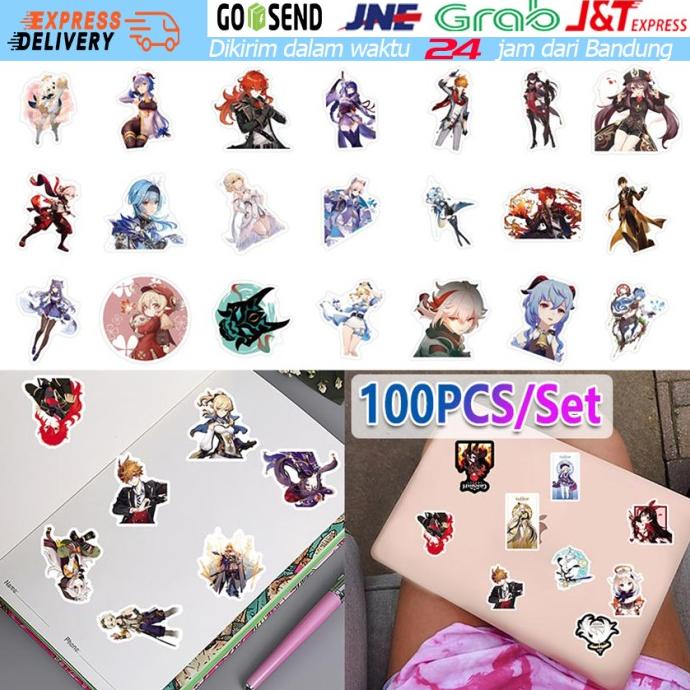 

TERLARIS 100Pcs/Set Genshin Impact Sticker Cartoon Games DIY Sticker Tempel