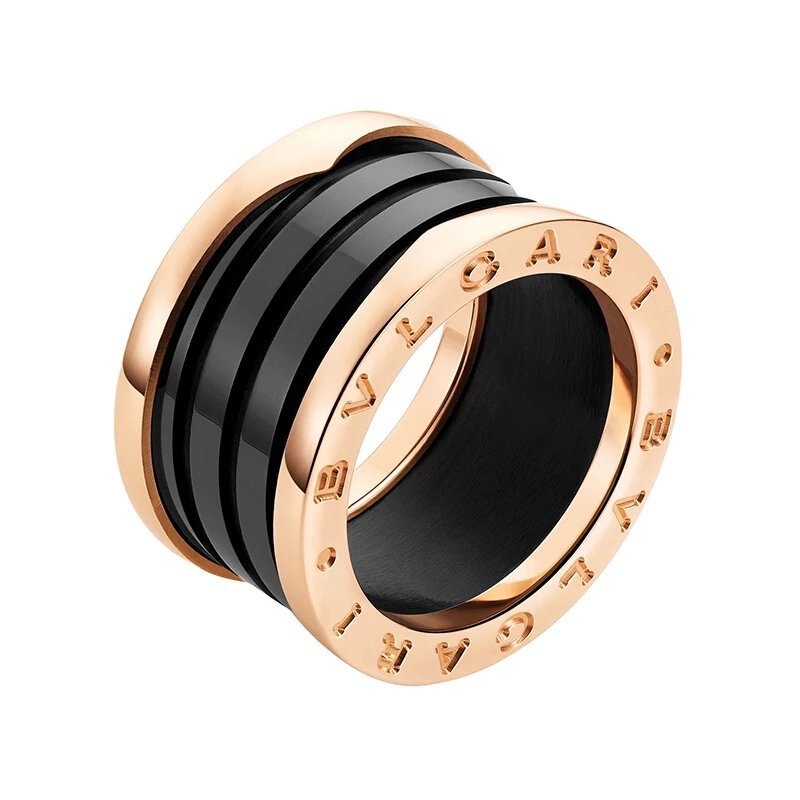 B.V Zero1Cincin Kepribadian Keramik Hitam, Mawar Emas, Keramik Hitam, Empat Cincin ModisAN855563