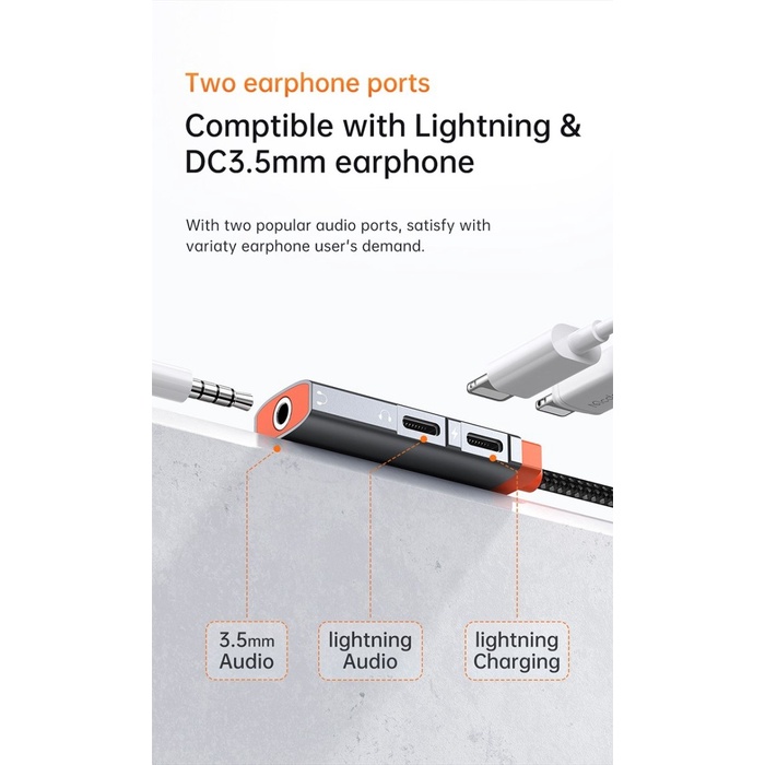 Mcdodo Adapter Audio Splitter iPhone Lightning to Jack 3.5mm Open Mic