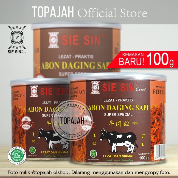 

Abon Sapi Super Special Sie Sin Brand Mini Can 100G Halal