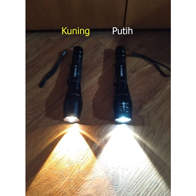 Paket senter cas led swat ultrafire sinar kuning panjang cree XML T6
