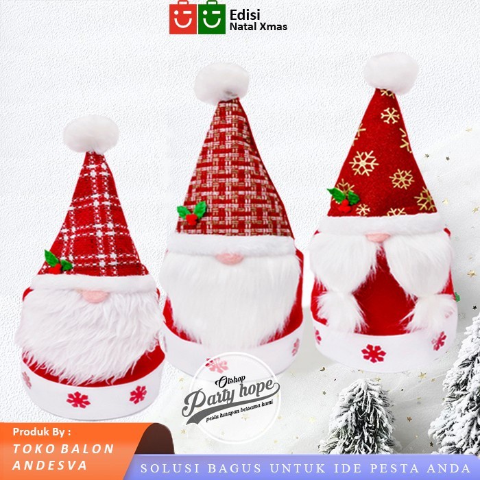 

topi natal santa Jenggot / aksesoris natal santa / topi santa murah Limited Stock