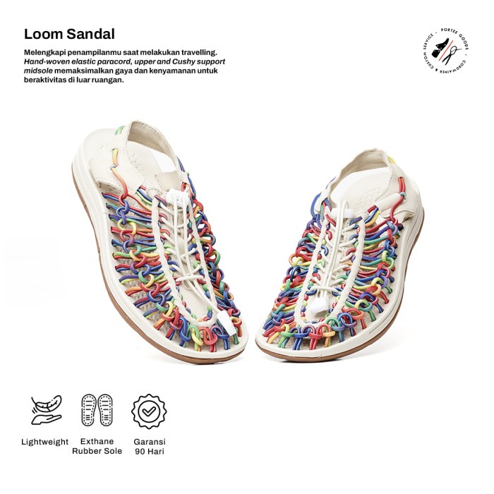 Sandal Wanita Portee Goods Loom Sandal Rainbow White