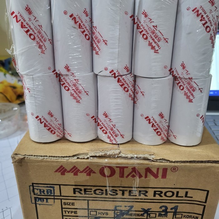 

Kertas Thermal Otani 57X31Mm Coreless Harga Per Dus Isi 100 Roll Original 100% Dan Terpercaya